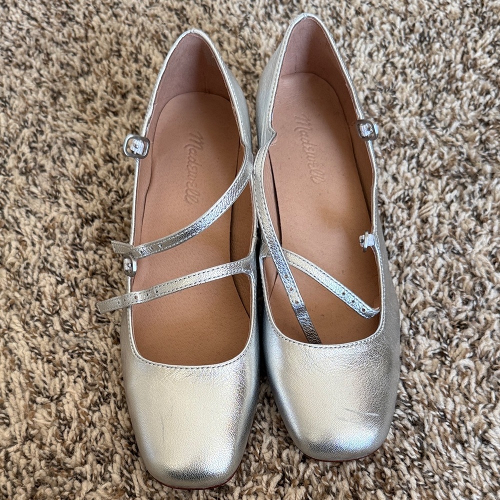 Madewell Nettie Silver Mary Jane’s with Straps